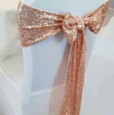 Sequin Rose Gold Bow Chair Sashes