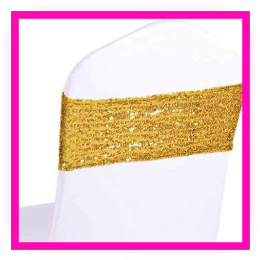 Gold Chair Sashes Sequin